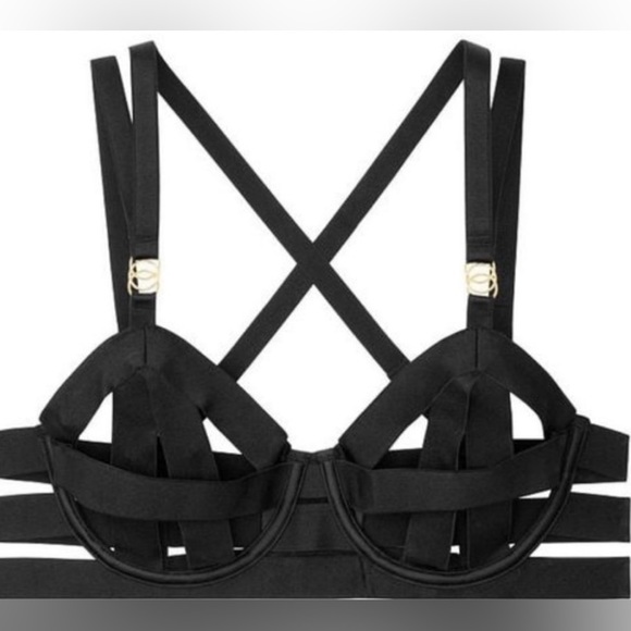 Victoria Secret Luxe Banded Demi Unlined Bra Strapped Cut Out 34C VS Sexy New - Picture 4 of 6